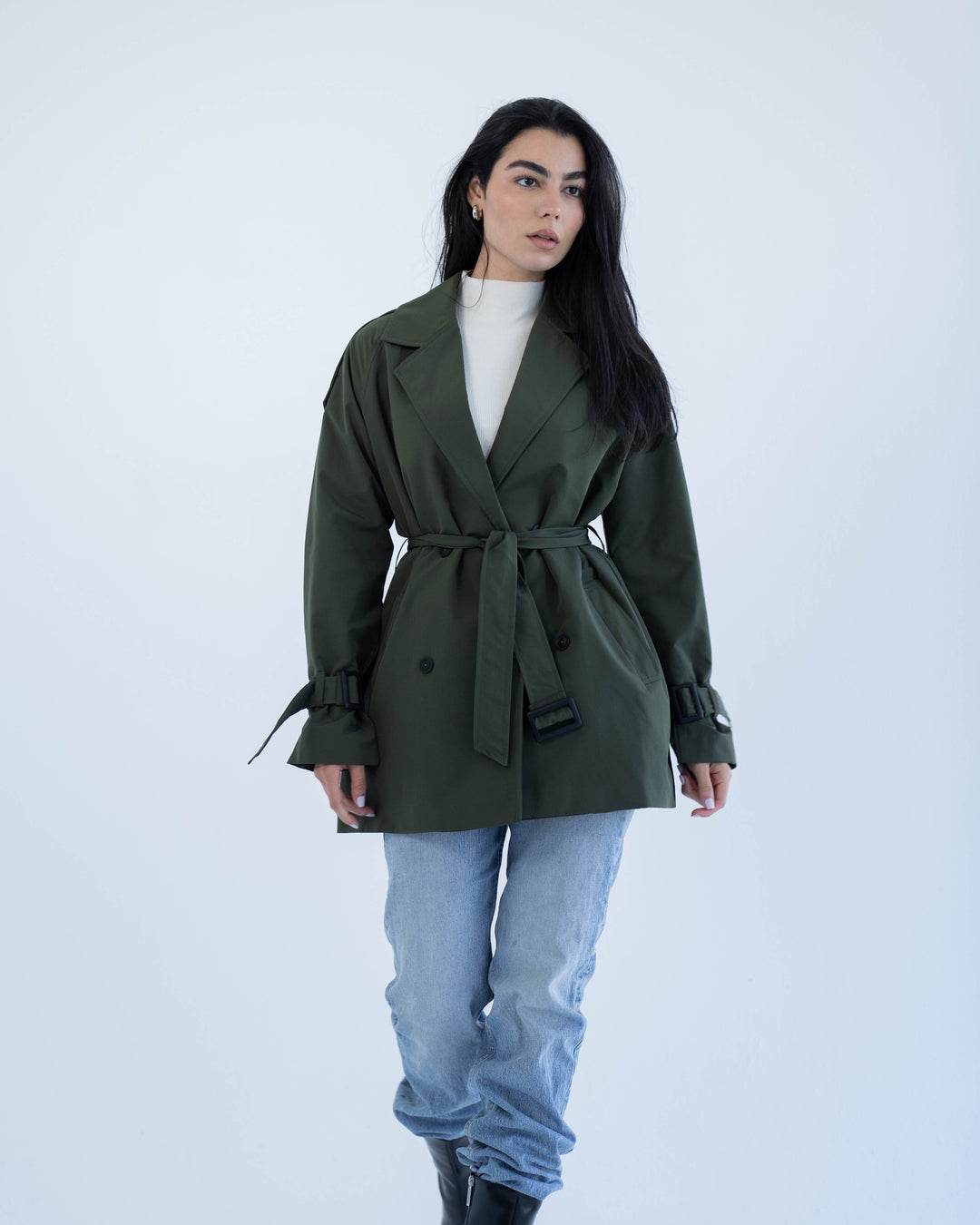 Short trench coat- olive