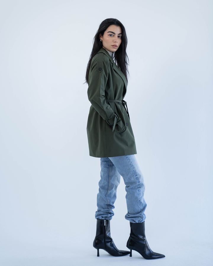 Short trench coat- olive
