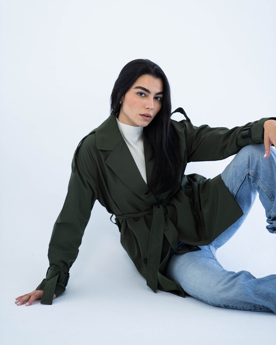 Short trench coat- olive