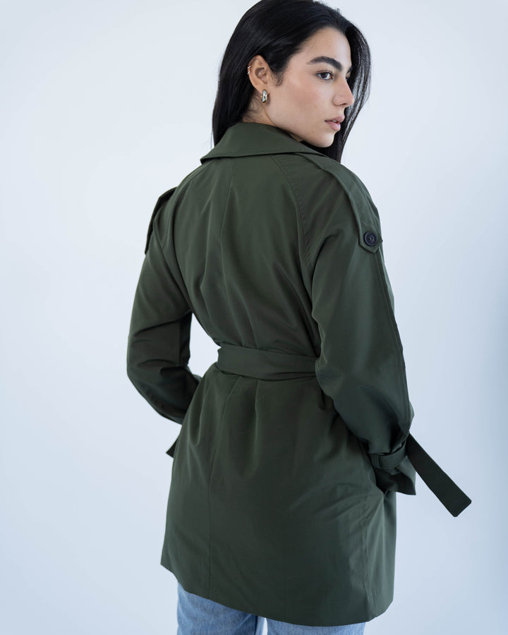 Short trench coat- olive