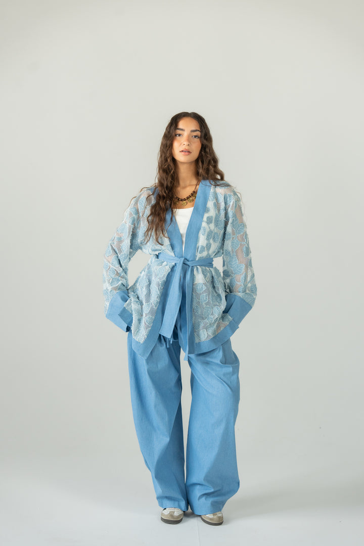 Leaves jeans kimono- light blue