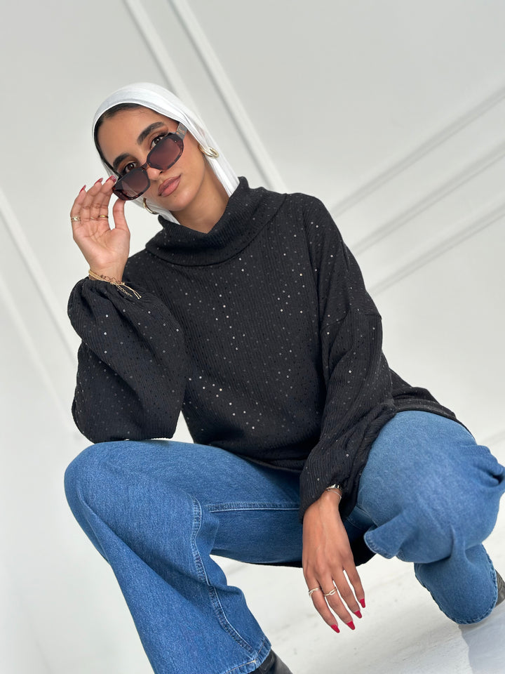 Sparkling top - black