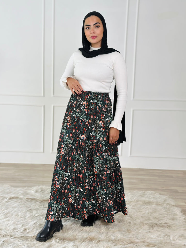Pillise Printed Skirt - black flowers