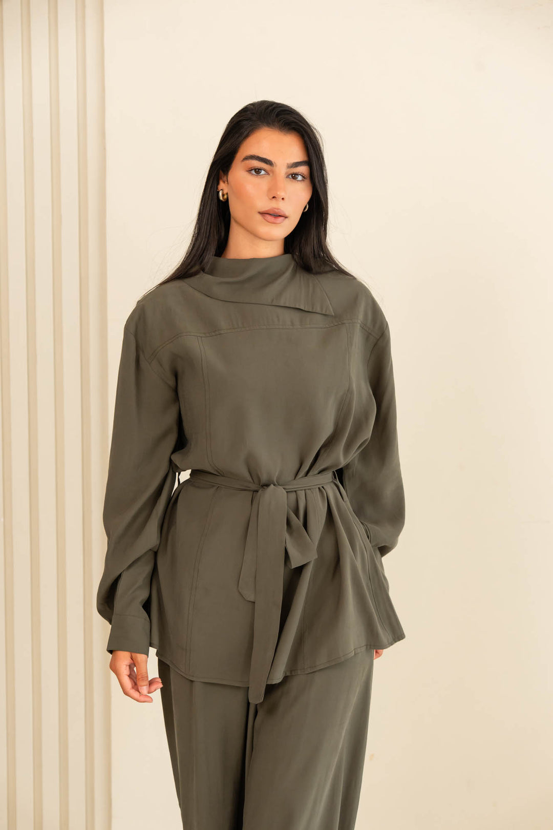 Button collar set- olive green