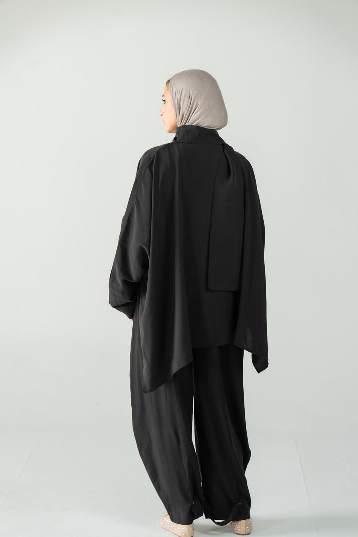 Scarf poncho top - black