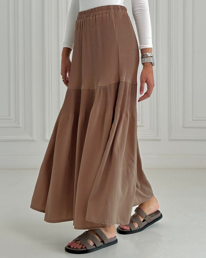 New Pillise skirt-Cafe