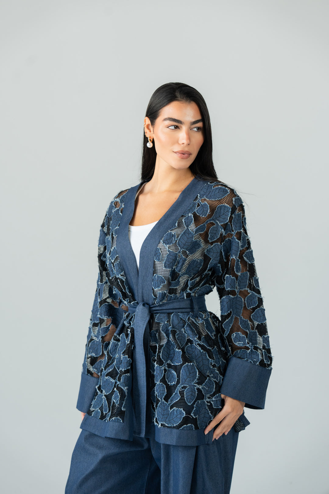 Leaves jeans kimono- blue