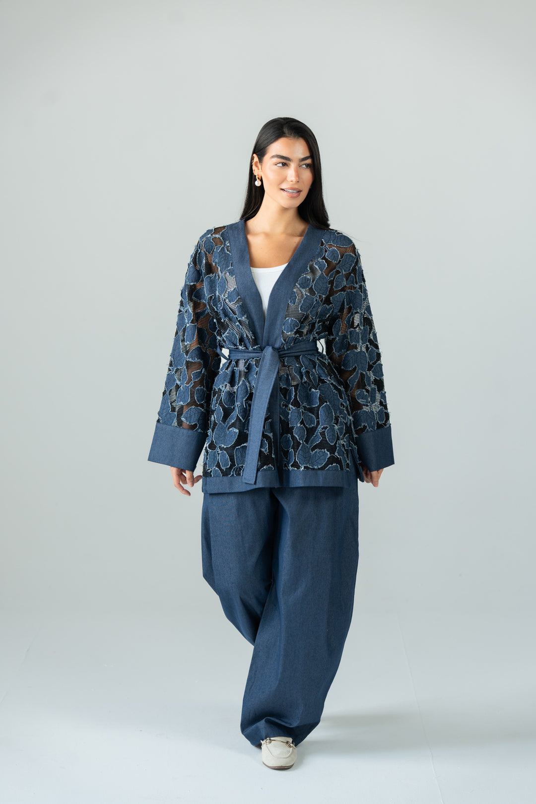 Leaves jeans kimono- blue