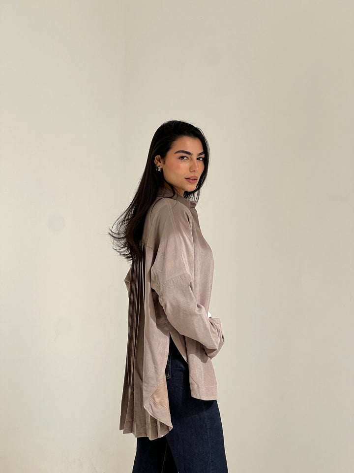 Sophia Pleated top- beige
