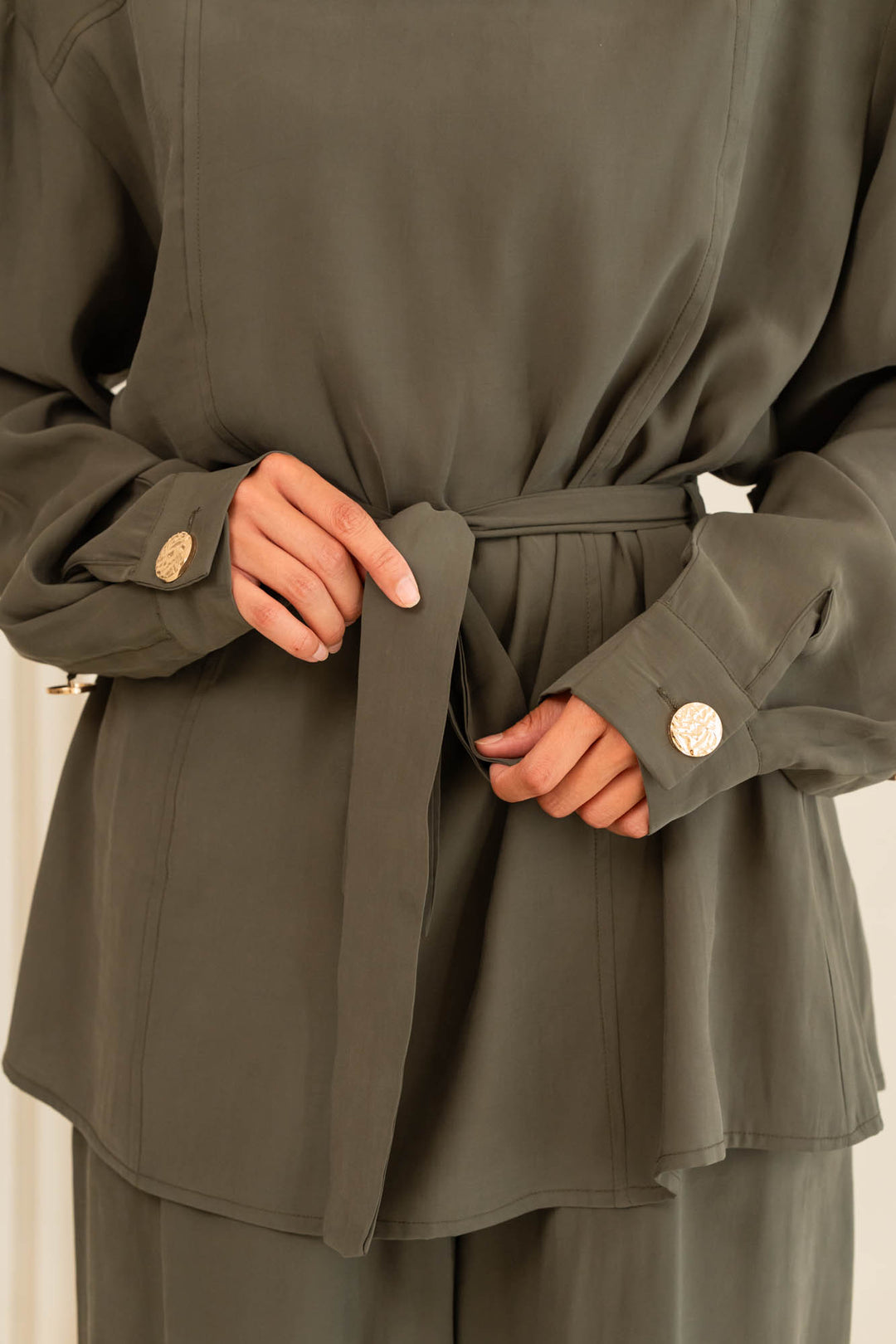 Button collar set- olive green