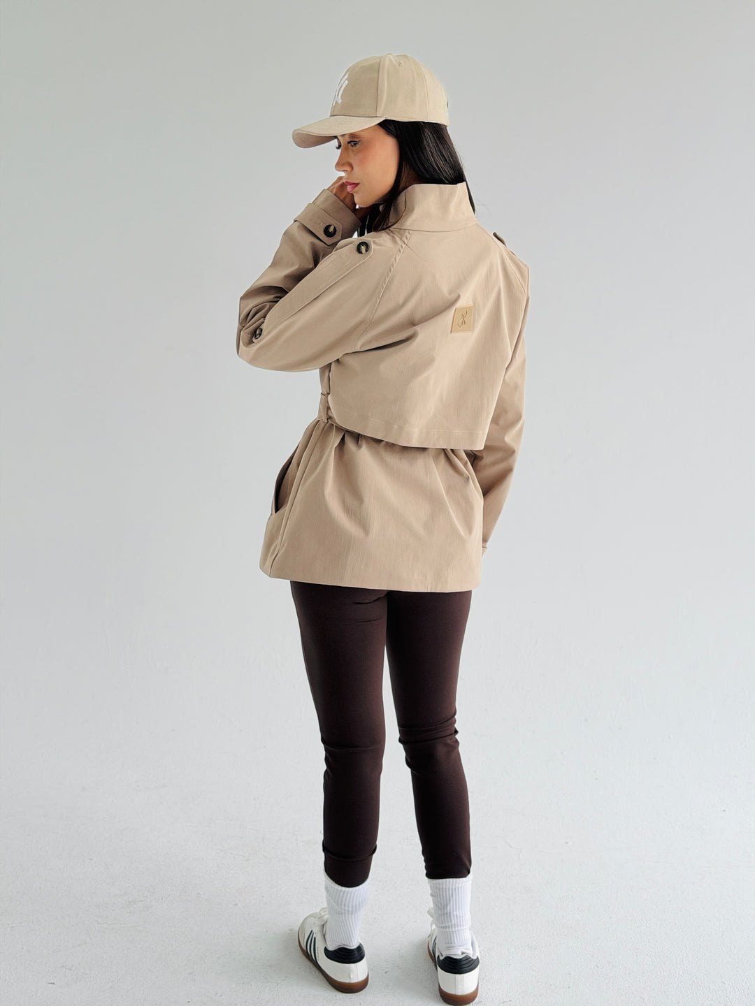 Gabardine Short trench coat- mocha