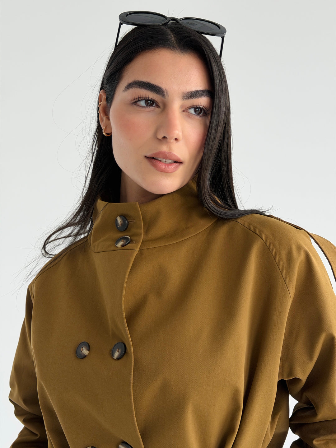 Gabardine Short trench coat- Olive
