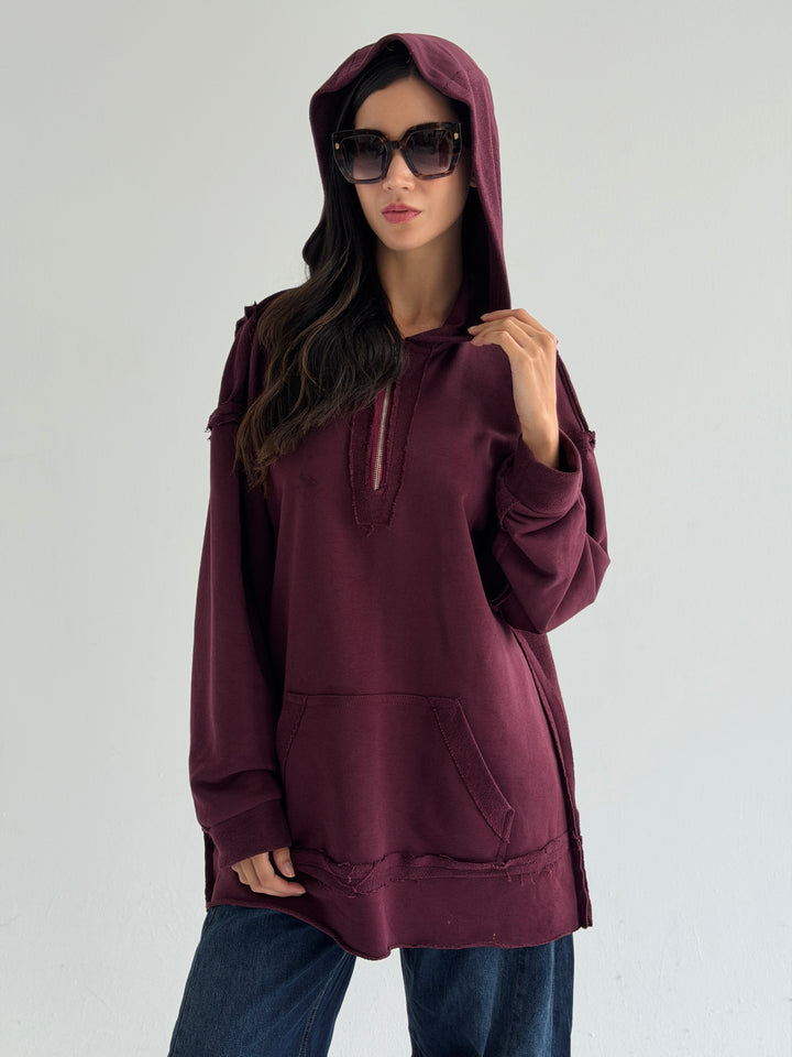 Double Sides Hoodie - burgundy