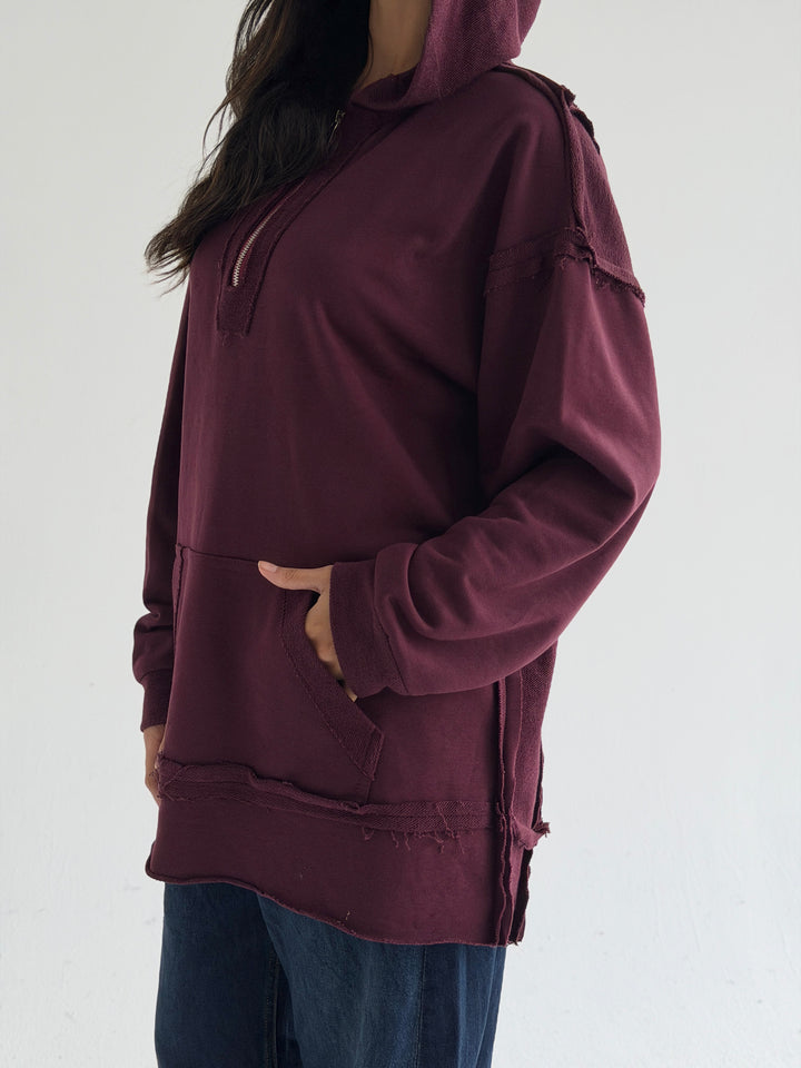 Double Sides Hoodie - burgundy