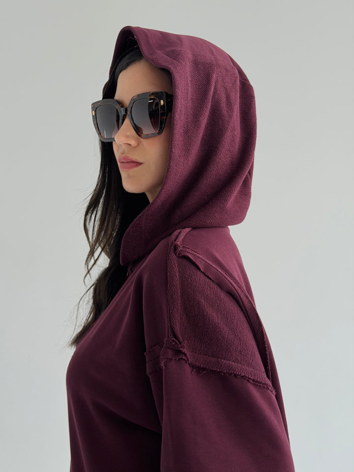 Double Sides Hoodie - burgundy