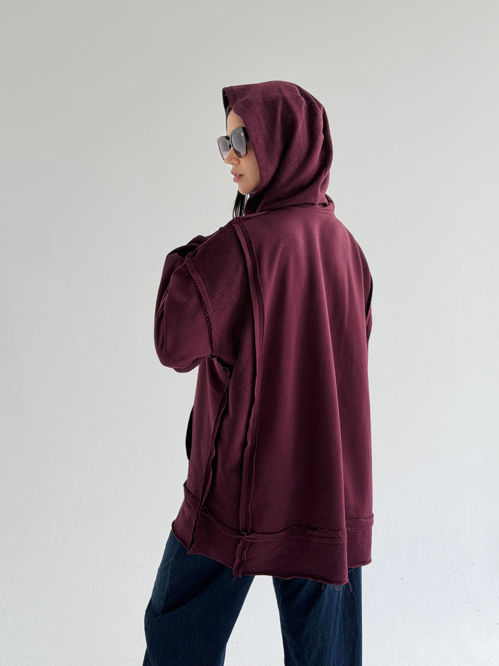 Double Sides Hoodie - burgundy