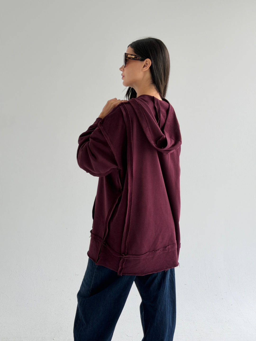 Double Sides Hoodie - burgundy