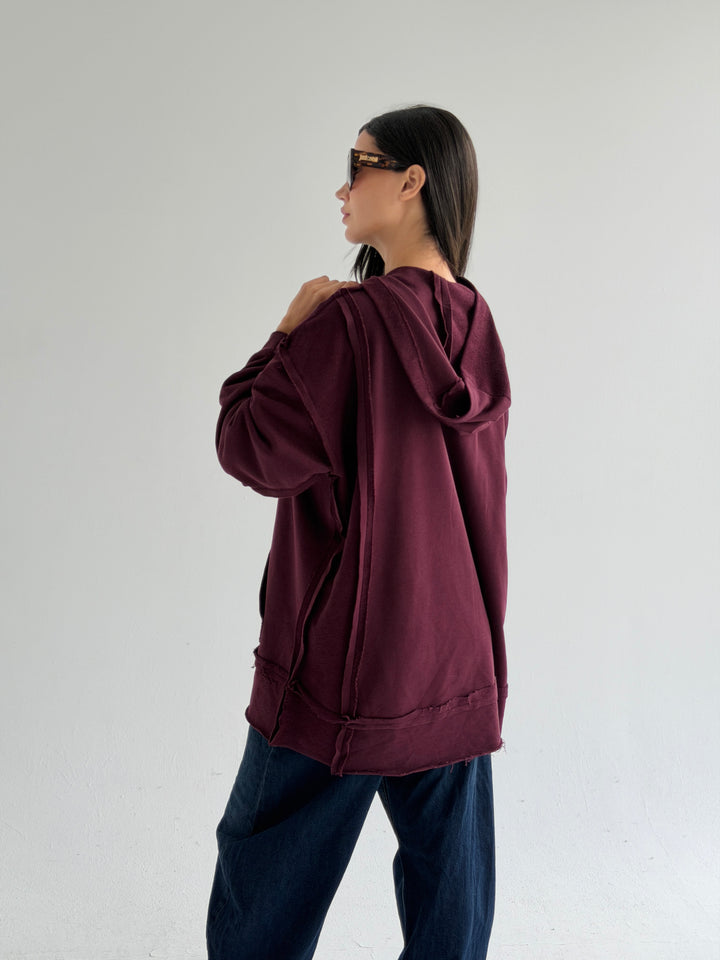 Double Sides Hoodie - burgundy