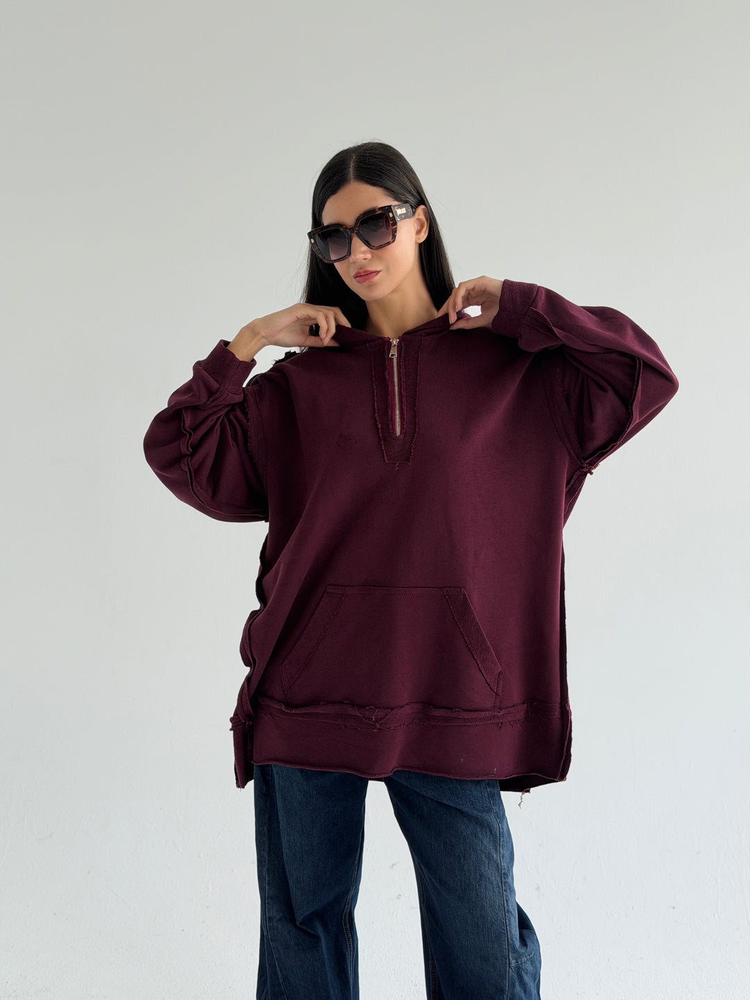 Double Sides Hoodie - burgundy