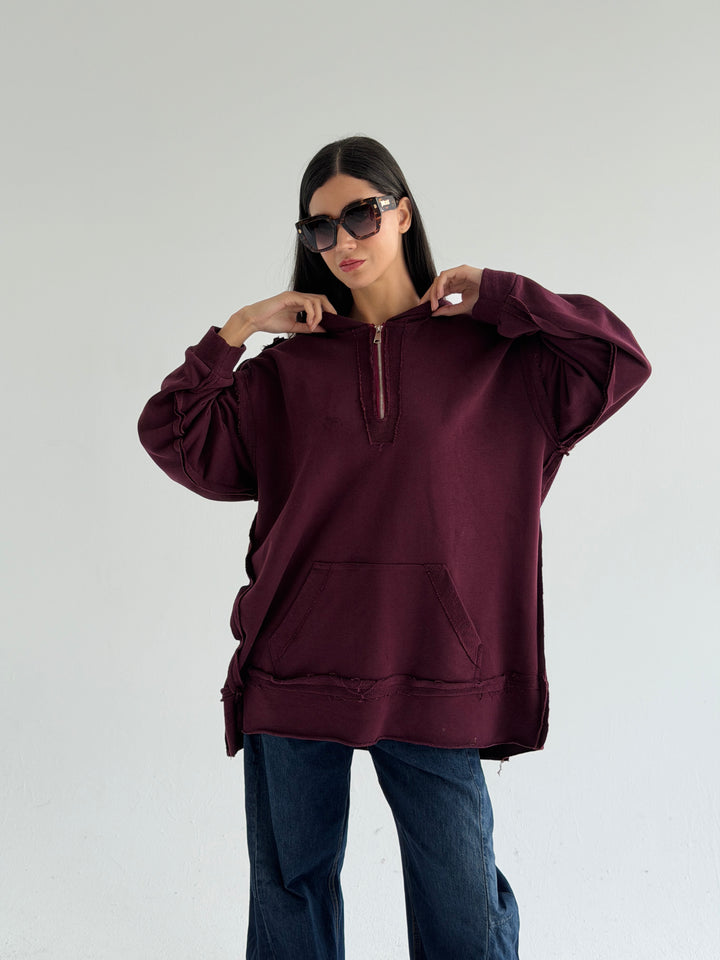 Double Sides Hoodie - burgundy