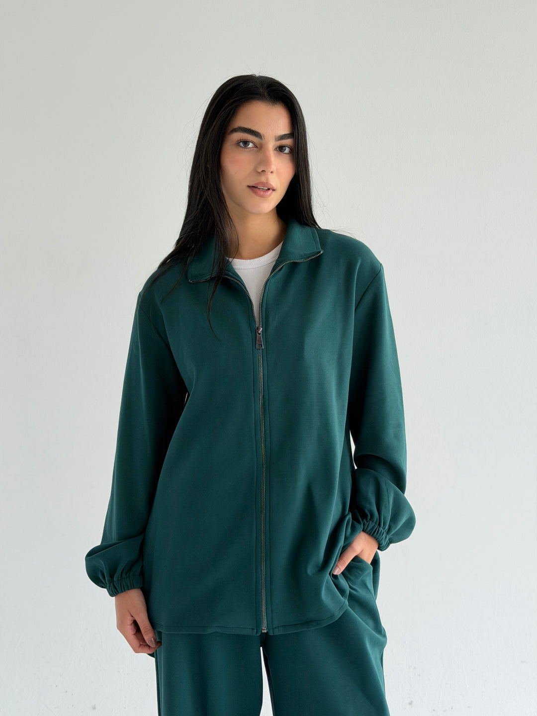 Pleated back set -teal blue