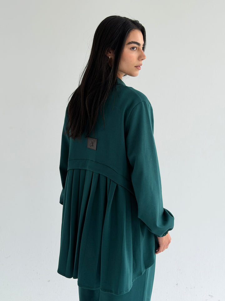 Pleated back set -teal blue