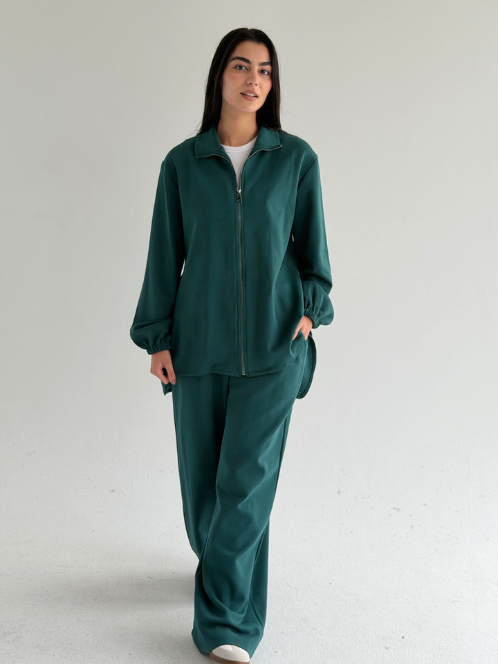 Pleated back set -teal blue