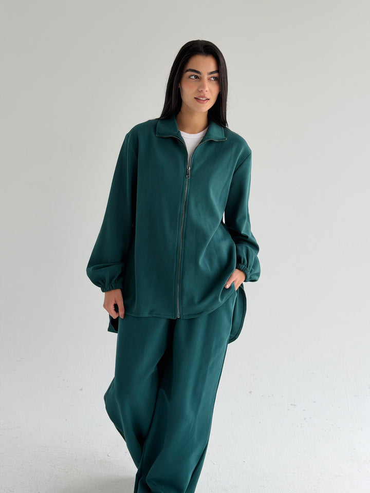 Pleated back set -teal blue