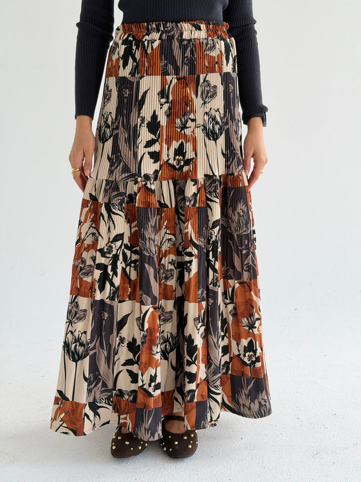 Autumn printed pillise skirt