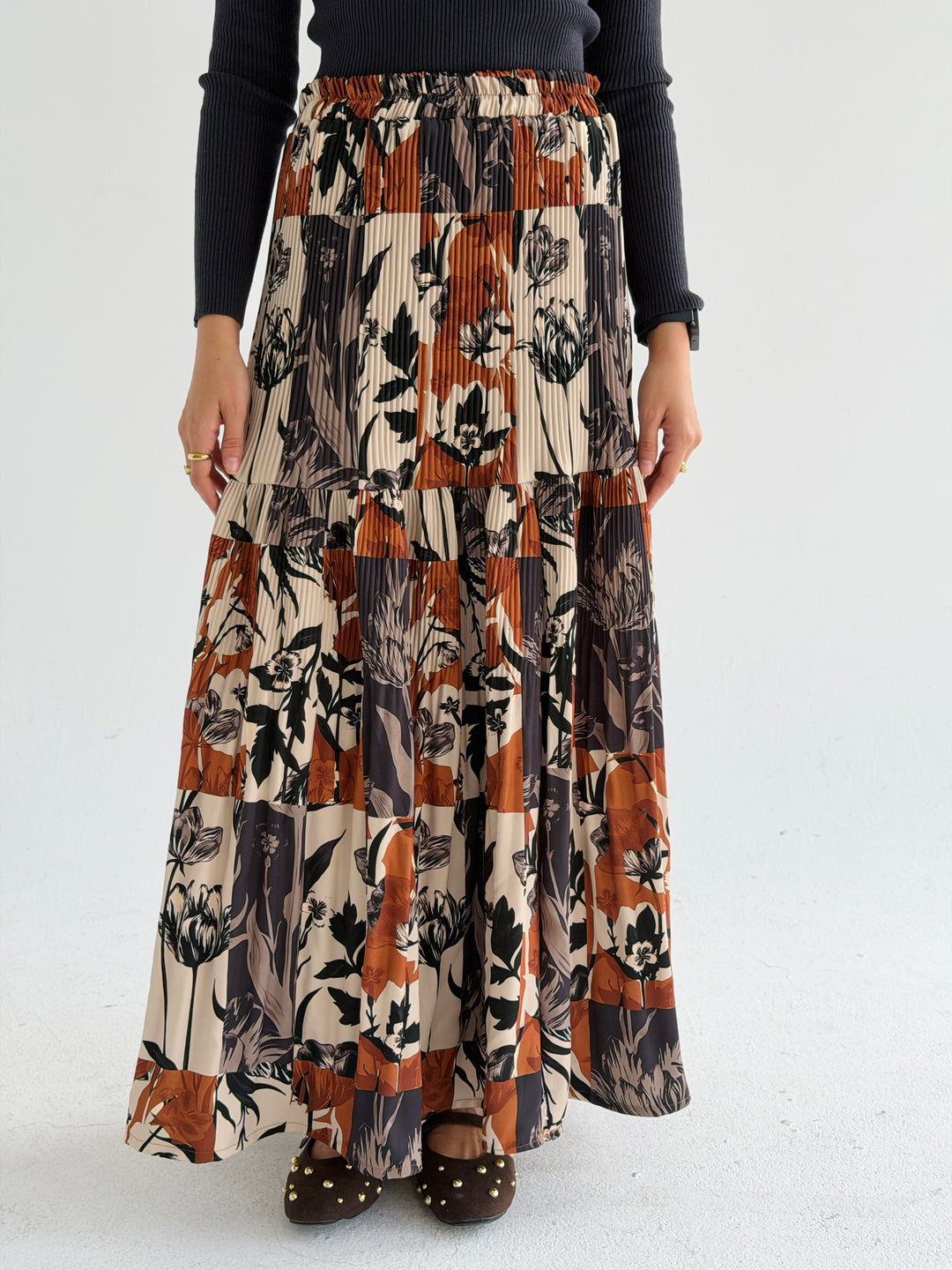 Autumn printed pillise skirt
