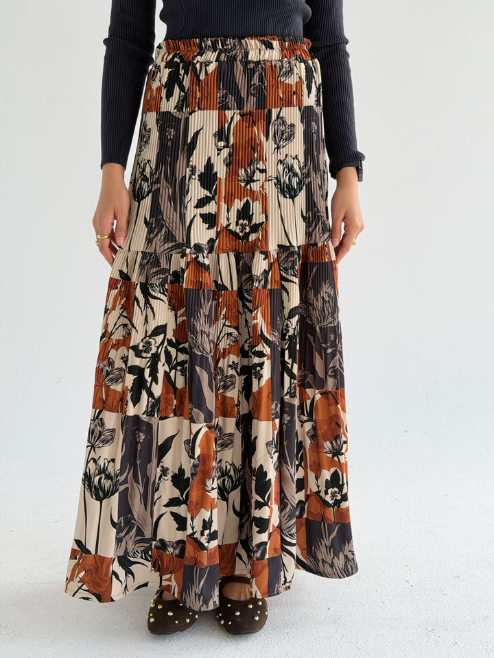 Autumn printed pillise skirt