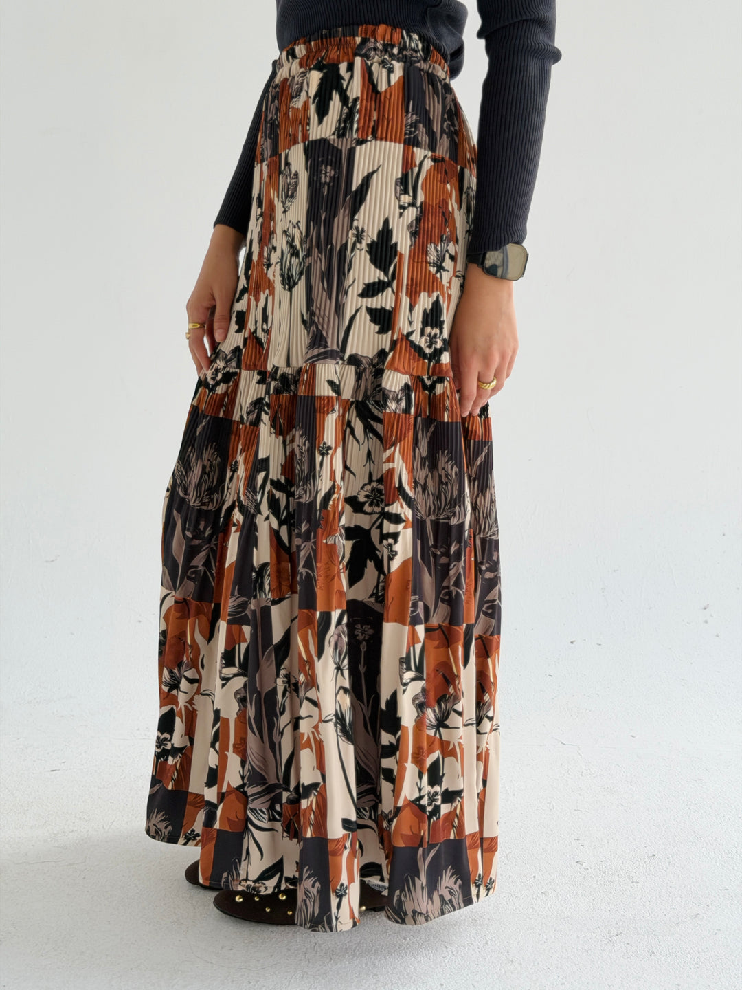 Autumn printed pillise skirt