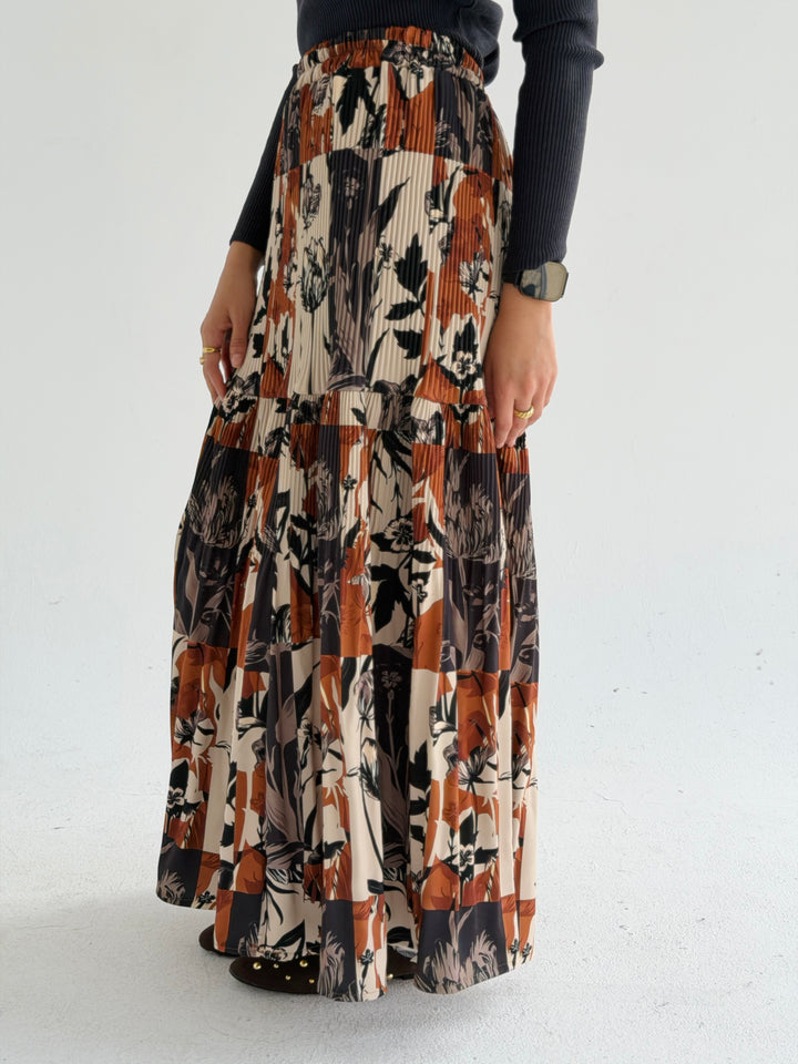 Autumn printed pillise skirt