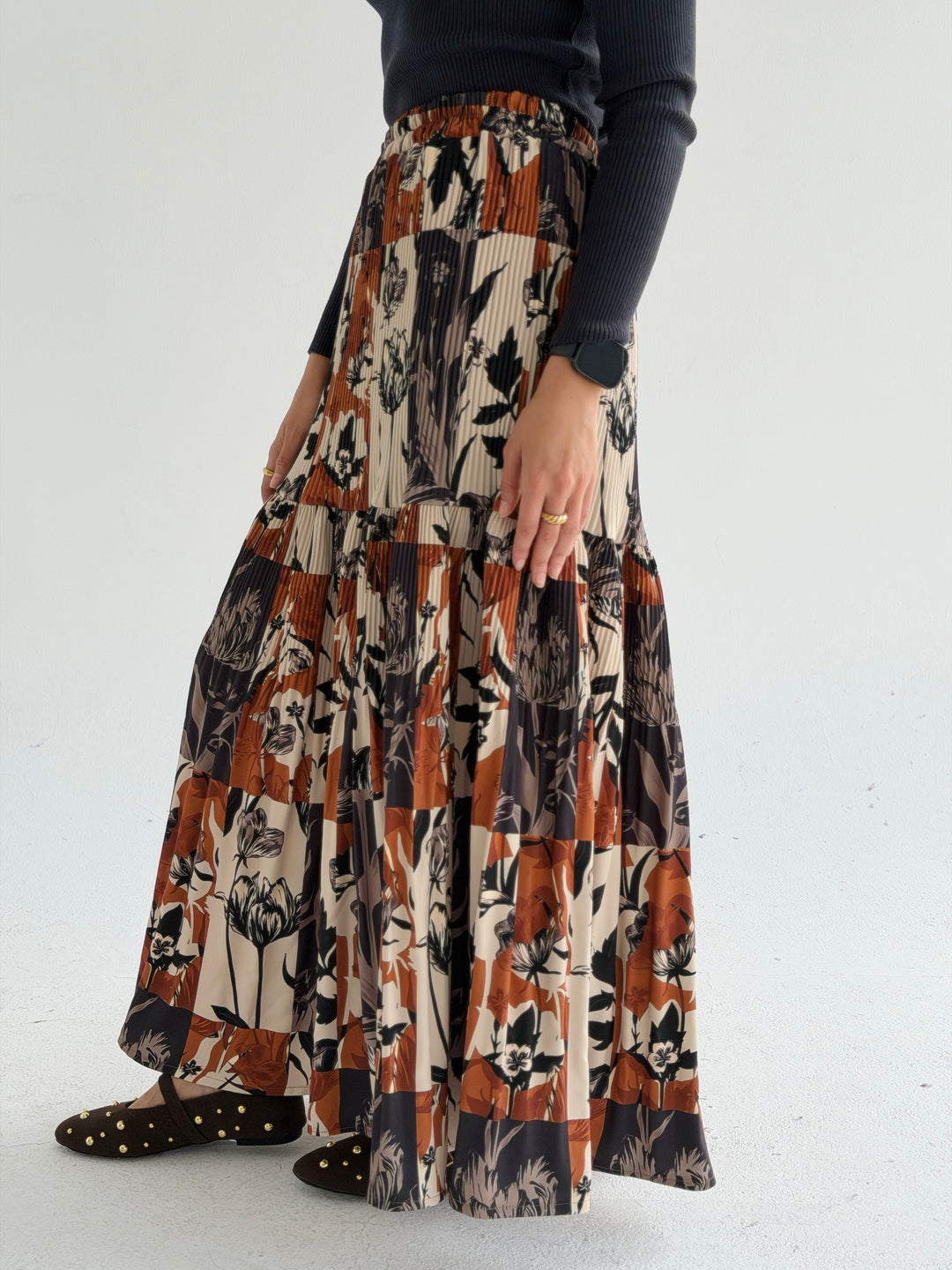 Autumn printed pillise skirt