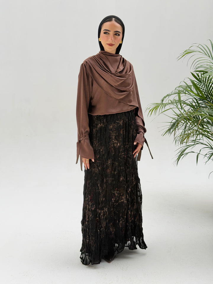 Shall scarve top- brown