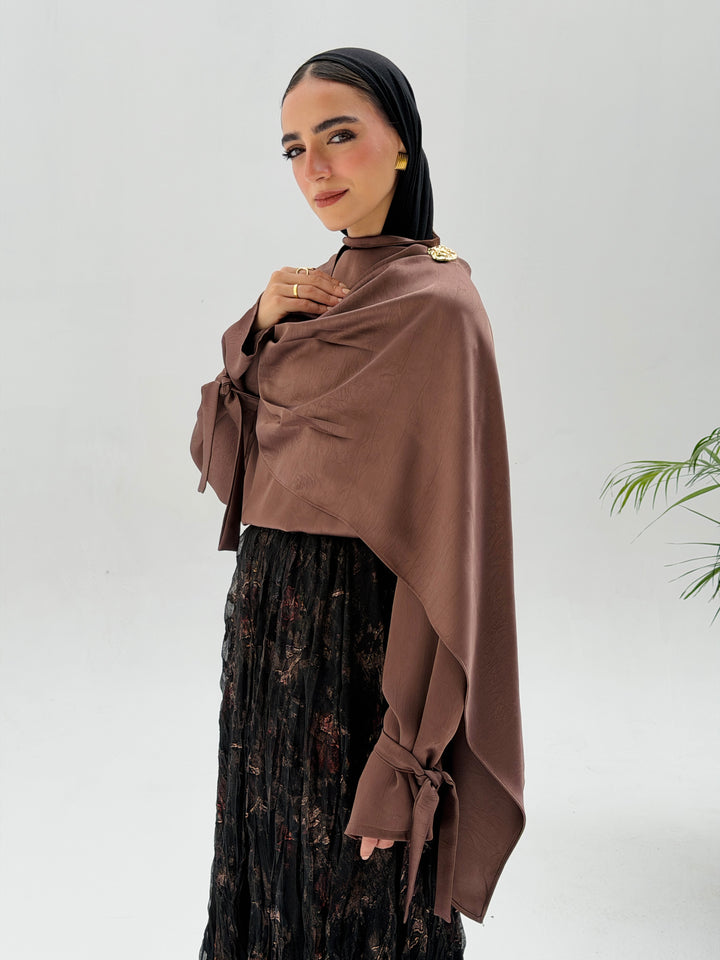 Shall scarve top- brown