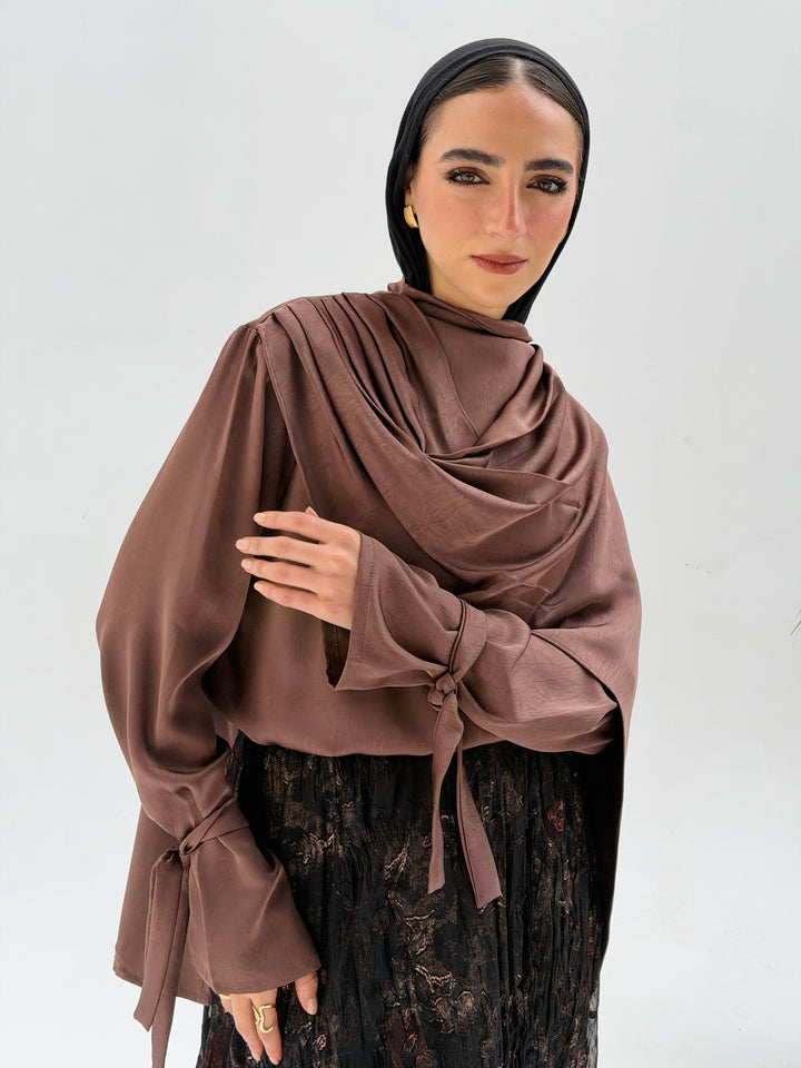 Shall scarve top- brown