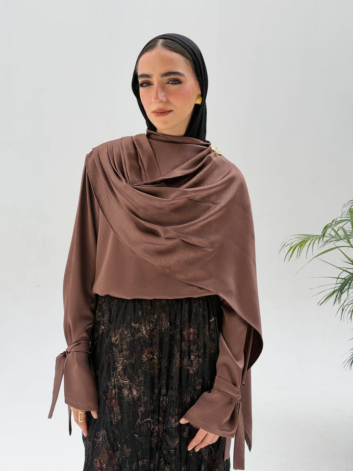 Shall scarve top- brown