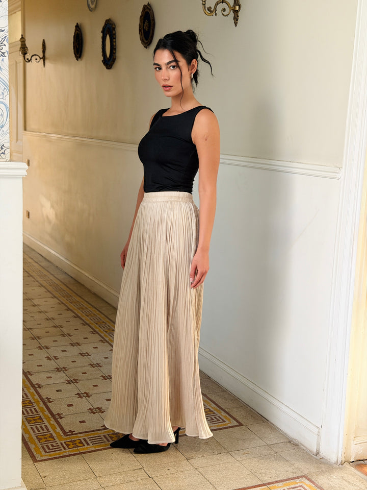 Chiffon sparkling skirt -offwhite