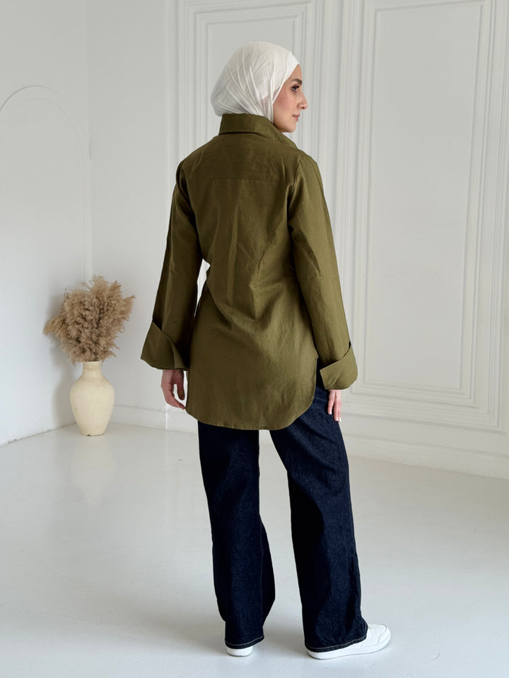 Sea shell Linen shirt- Olive