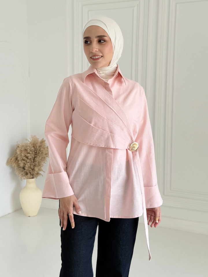 Sea shell Linen shirt- pink
