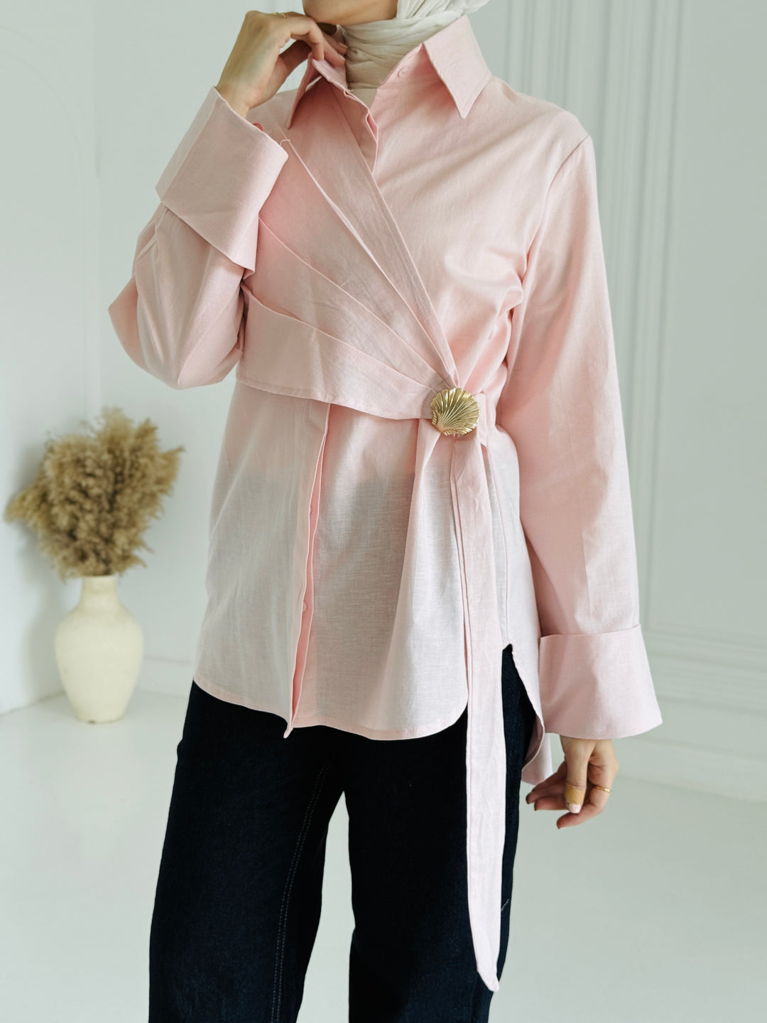 Sea shell Linen shirt- pink