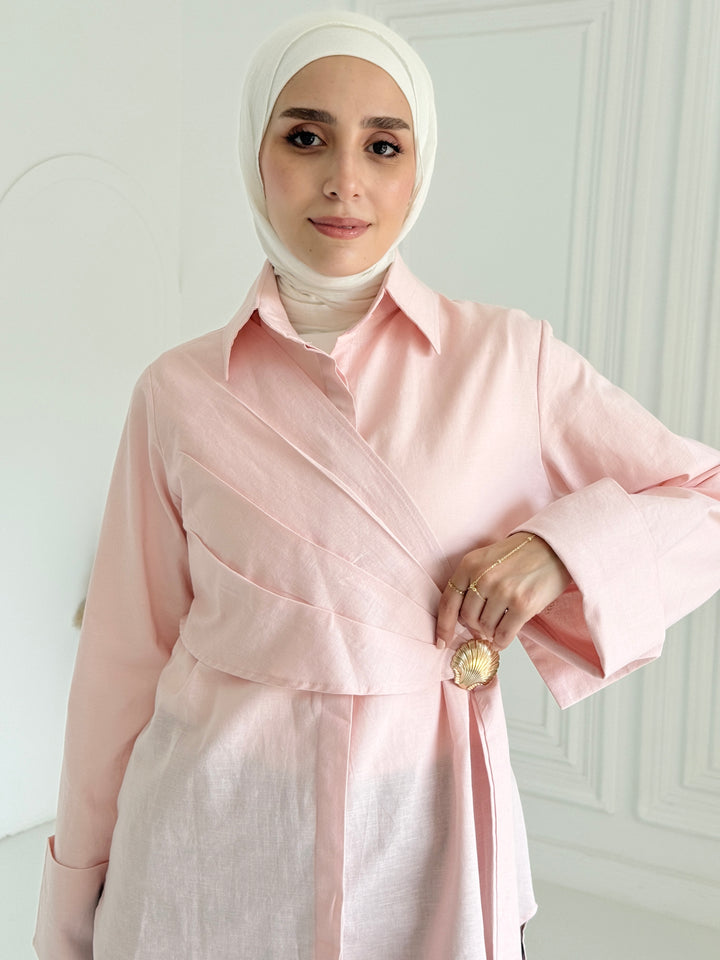 Sea shell Linen shirt- pink