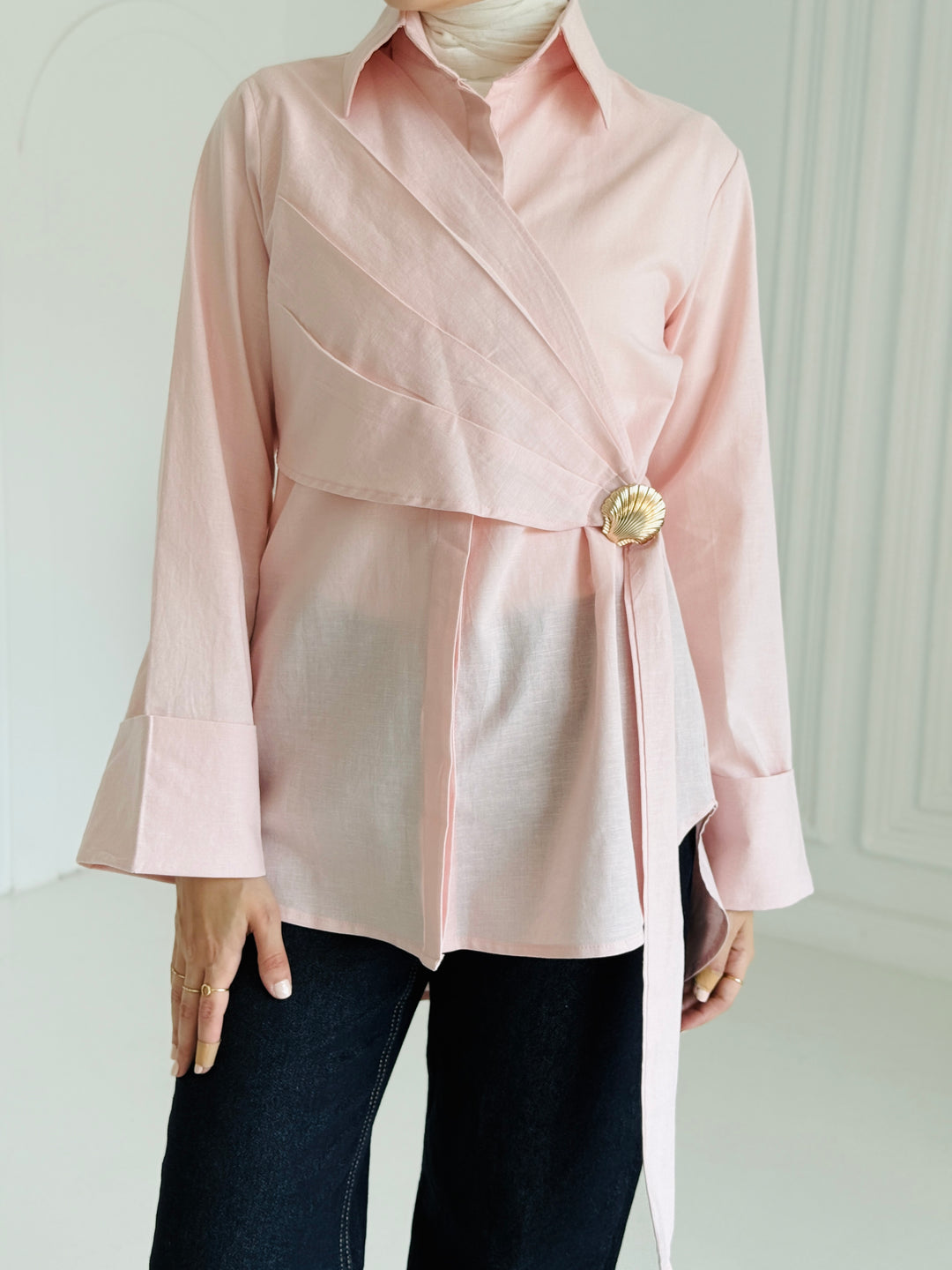 Sea shell Linen shirt- pink