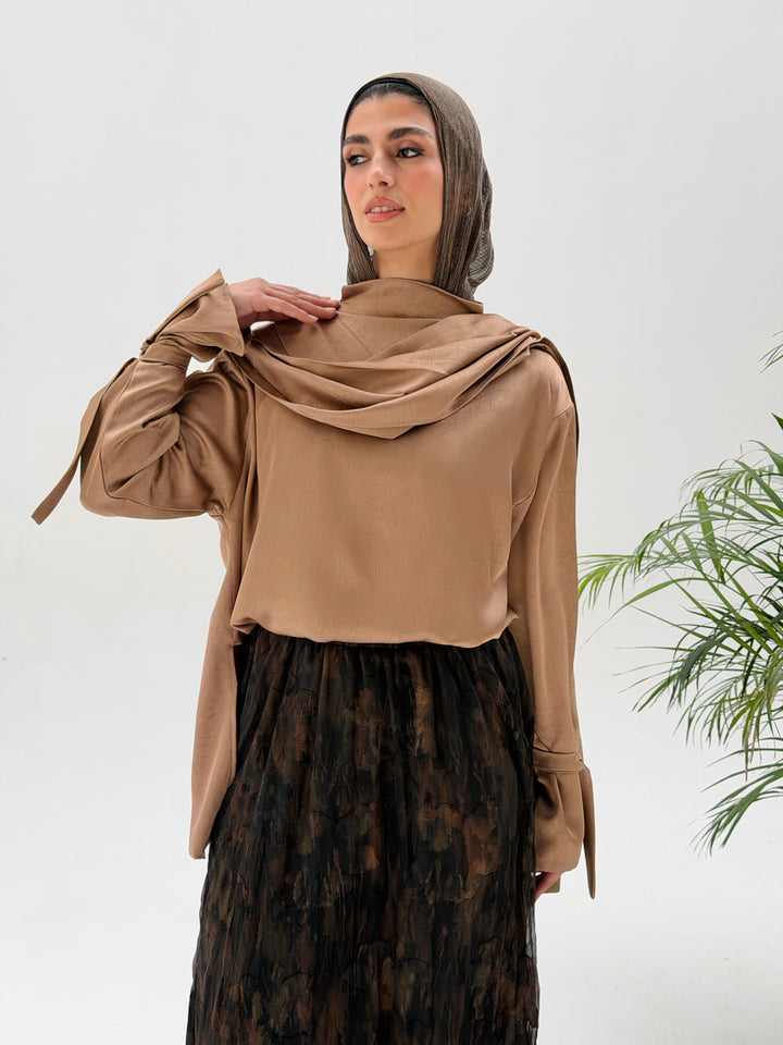 Shall scarve top- beige