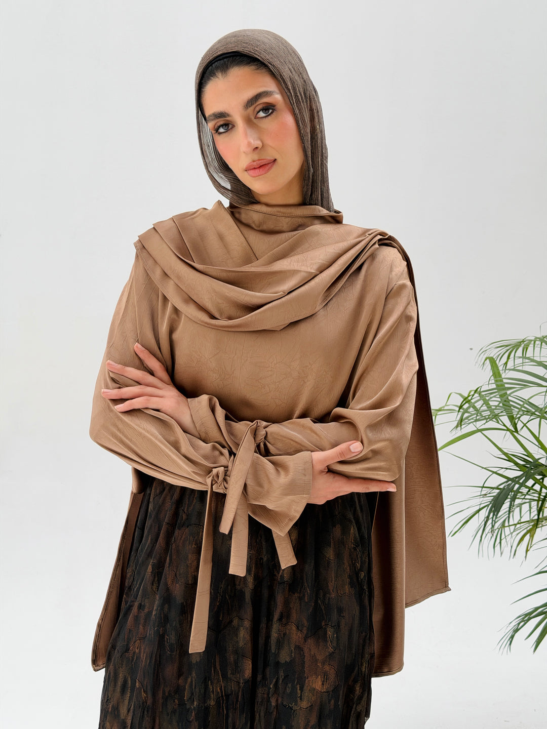 Shall scarve top- beige