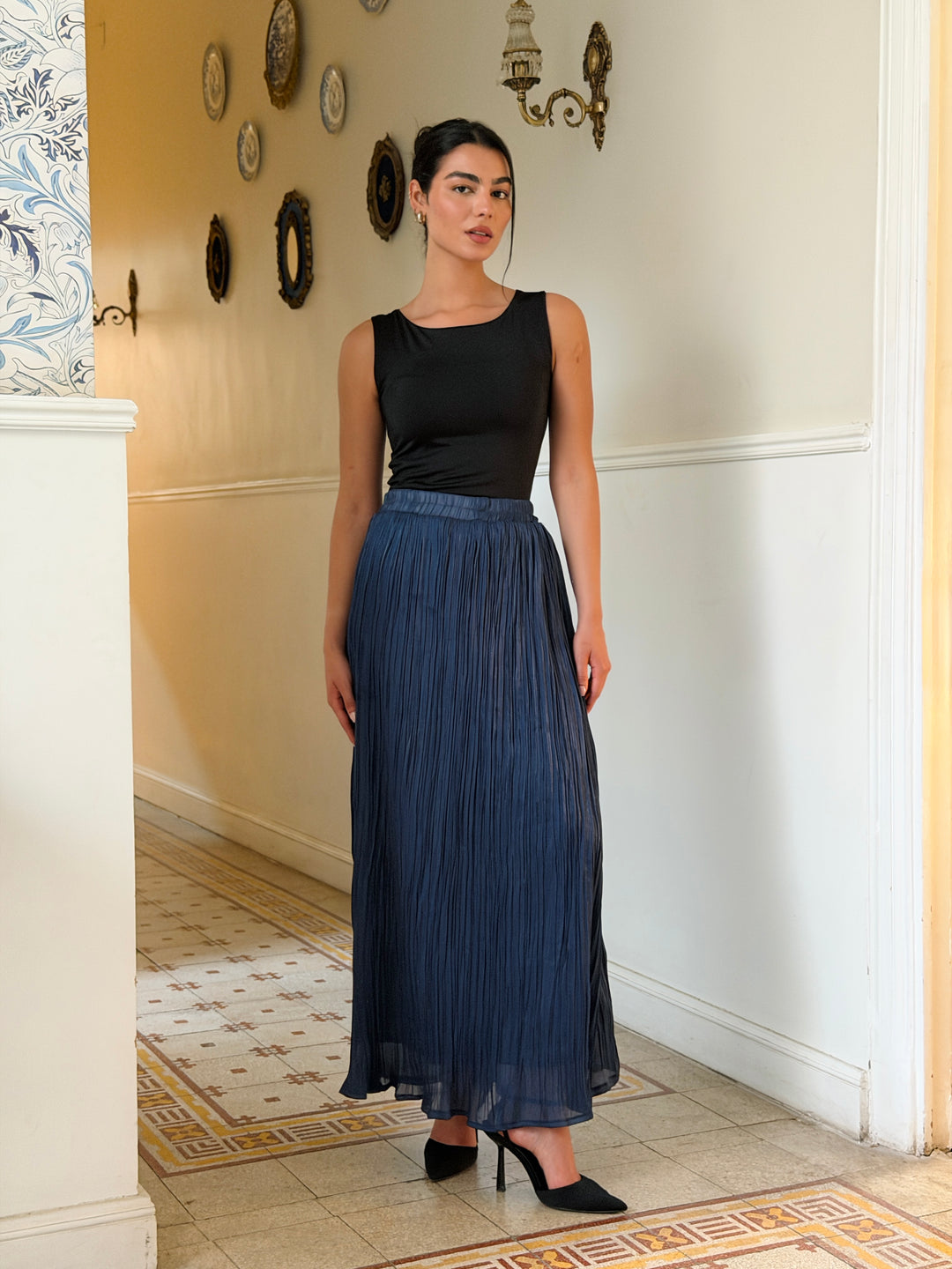 Chiffon sparkling skirt - blue