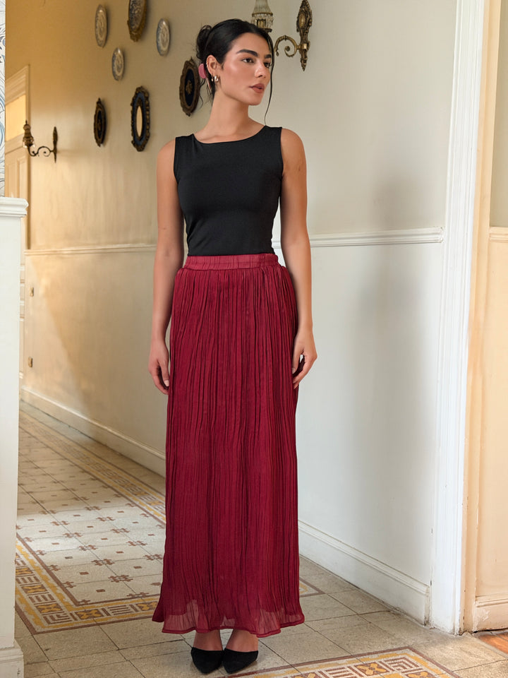 Chiffon sparkling skirt - red