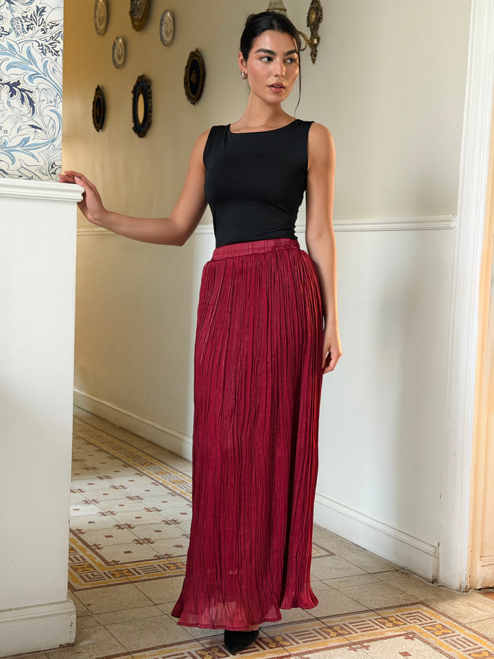 Chiffon sparkling skirt - red