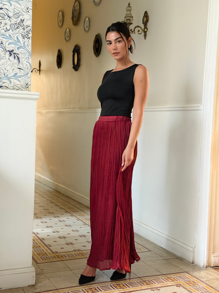 Chiffon sparkling skirt - red